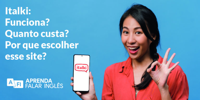 italk vale a pena - uma mulher segurando o celular com logo da italki